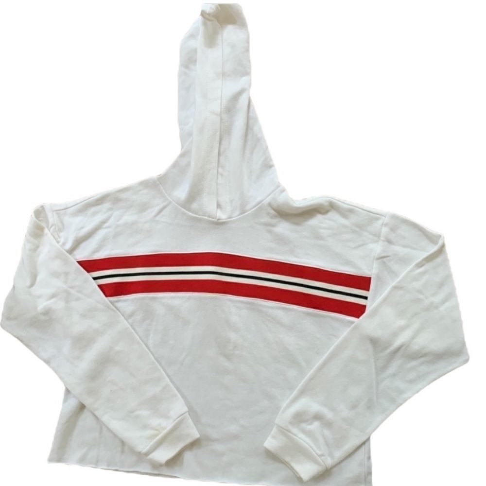 White cropped sweatshirt hoodie